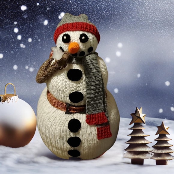 3.5 ft Snowman - Handmade Crochet - Customizable - Picture 2 of 7